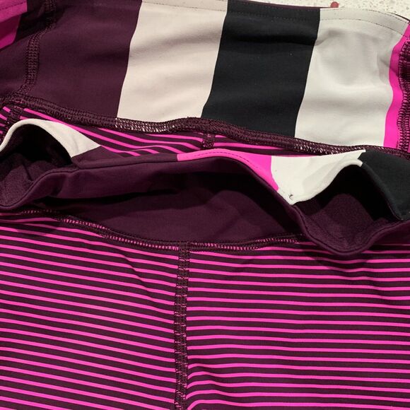 Lululemon Athletica Sz 8 Run For Your Life Crop Leggings Hyper Stripe Raspberry - Picture 7 of 10